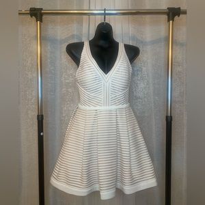 La Femme Semi Formal Striped Polyester Dress